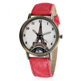 Quartz Watch with Tower Pattern / Arabic Numerals