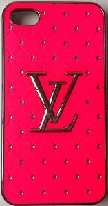 CASE LV ROSA CRAVEJADA STRASS PARA IPHONE 4 E 4S