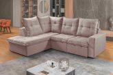 Estofado Retratil Reclinavel Canto Colatina 250 2x70 com Chaise 100 Linho Bege Idealle