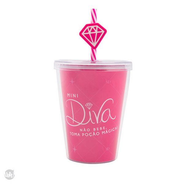 Mini Copo Canudo Com Acessorio - Mini Diva
