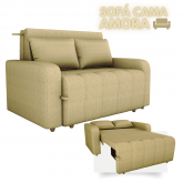 Sofa Cama MX Amora New 1 Estagio Linho Bege 486 Matrix