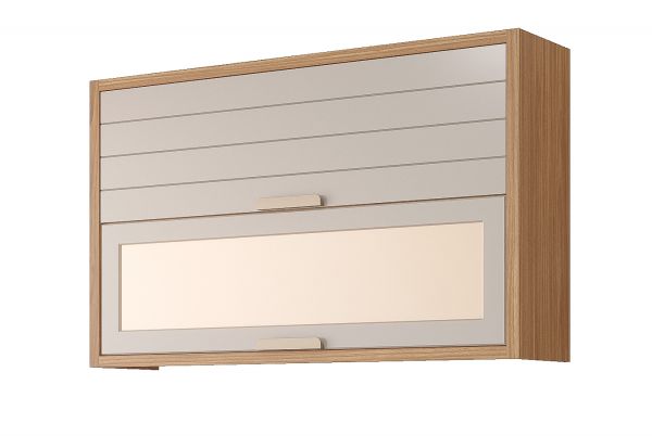 26535.56 Aereo Eloise 120 2 Portas Basculantes com 1 Vidro Reflecta Freijo.Off White MGM Moveis