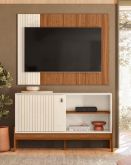 Combo Wood 1.2 Rack e Painel Perola Metalizado.Cinamomo Mel Mobler