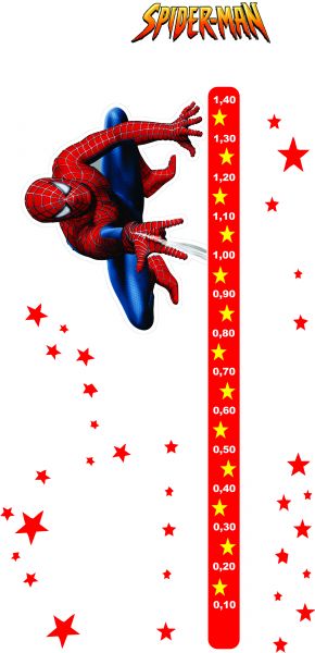 Adesivo de parede Homem Aranha 03 com régua de crescimento