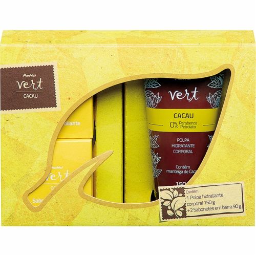 Kit Vert Cacau Loção Hidratante 150ml + 2 Sabonetes Barra 90g Cada