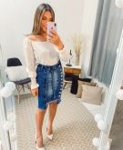 Saia Jeans com Lycra Tamanho 46