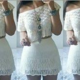 ♡ Conjunto Croppd E Saia De Trico