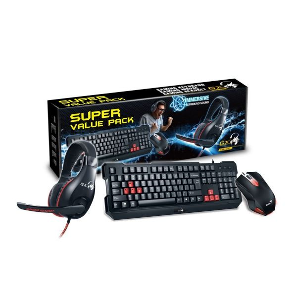 Kit Teclado Mouse e Headset USB Gamer Kmh-200 Preto Genius