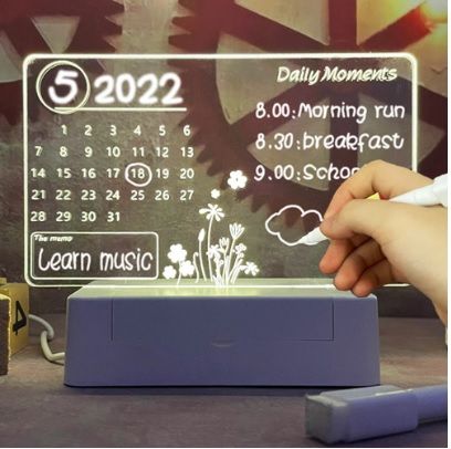 Placa de nota criativa levou luz da noite usb message board luz do feriado com caneta presente para