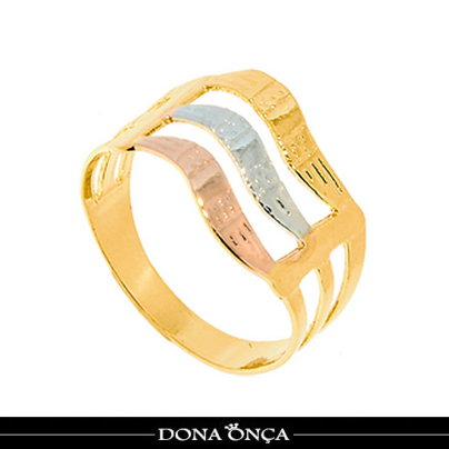 Anel de aro superior triplo folheado a 3 ouros 18k