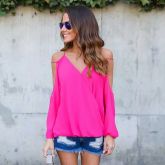 Blusa Sexy Do Ombro Frio (Importado)