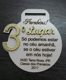 MEDALHA PARA PREMIAÇÃO 3º LUGAR(EM MDF 3 mm BRANCO NUMERO DOURADO)