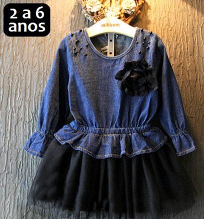 Vestido Jeans com Tule Cod 012