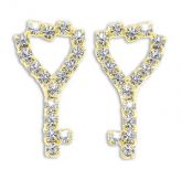 Brinco Chave do Amor folheado a ouro, contendo 34 pedras - Cod: BS2454