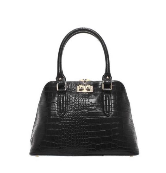 Bolsa Media Clássica Em Croco