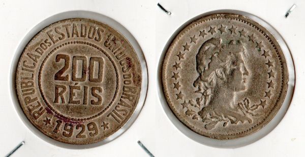 V101-2 - 200 Réis 1929 - Tiragem 2.440.000