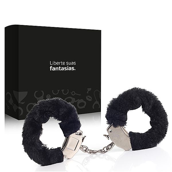 Algema em Metal com Capa em Pelúcia Preta
