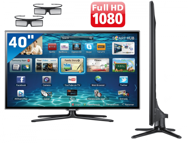 SmartTV 40"Slim LED 3D Samsung Série 6 ES6500 UN40ES6500GXZD