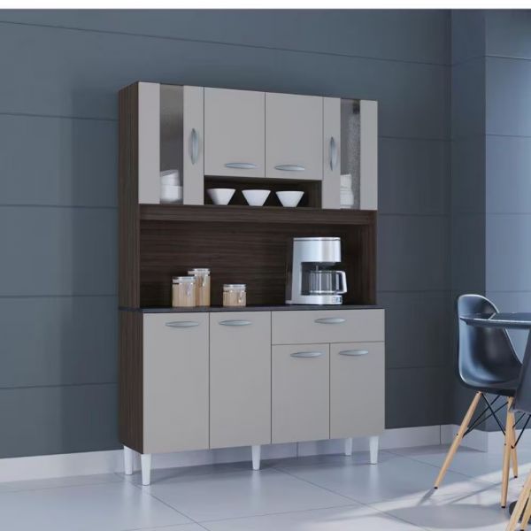A564.Kit Cozinha Coral 8P1G 120 Chocolate.Off White Poquema