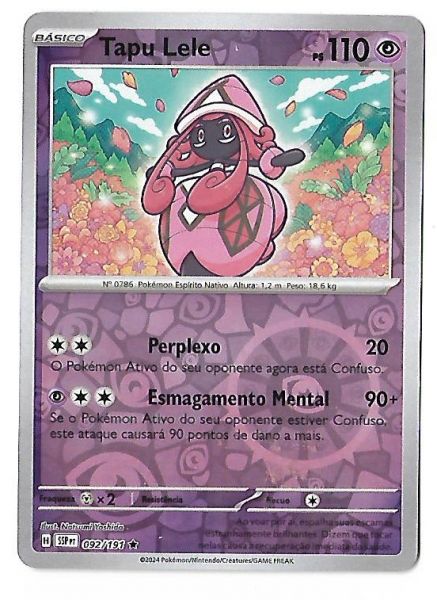 Pokemon Tapu Lele Reverse Foil Escarlate e Violeta Fagulhas Impetuosas