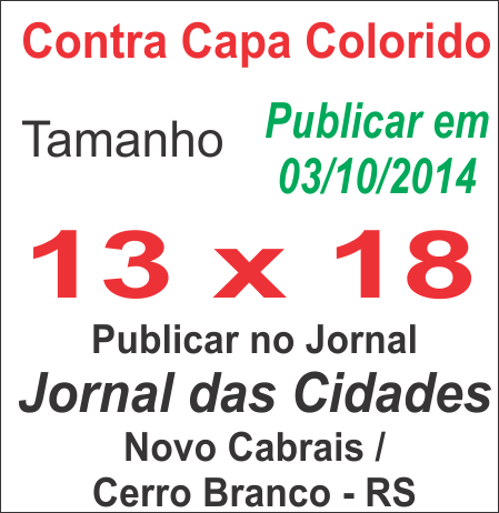 2014.10.03 - Eleitoral | Contra Capa | * Jornal das Cidades