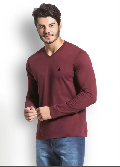 Camiseta Básica Bordô com Bordado Frontal