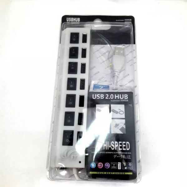 Hub Usb 7 Portas 2.0extensão Chave High Speed 480mbps Branco