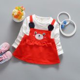 Vestido Infantil Casual Bebê Bordado Algodão Manga Longa