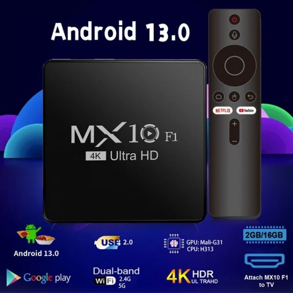 MX10 F1 TVBOX S Android13 TV com 2gb ram 16gb +BRINDE!