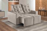 Estofado Retratil Reclinavel Itaguai 160 2x60 Veludo Inca Capuccino 15 Idealle