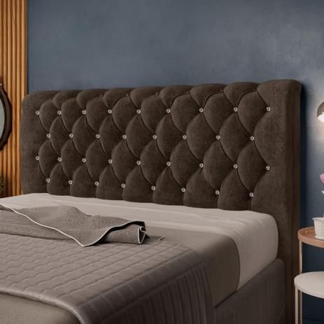 Cabeceira Solteiro Luxuria 90 Veludo Chocolate 1702 SR Cabec