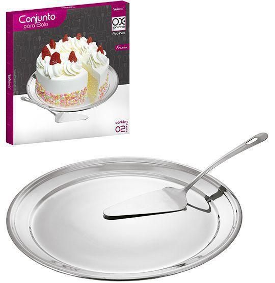 Prato P/bolo 31cm C/espatula Inox Wx5622