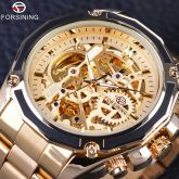 Relógio Masculino De Luxo Mecânica Transparente Estilo Fino