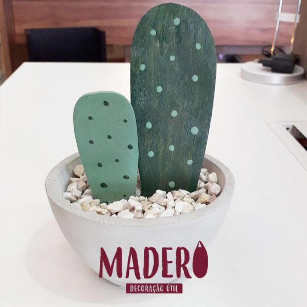 vaso cactus duplo no concreto