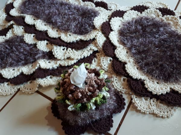 Jogo de tapete para banheiro em crochê (sob encomenda)