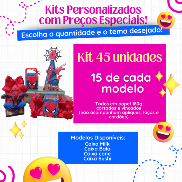 Kit 45 unidades ESCOLHA SEU TEMA