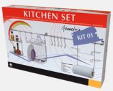 Kitchen set 1 (escorredor / suporte para rolo/ prateleira e 5 ganchos) Dimensões: 145.3 x 27,5 x 47
