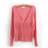 Lindo suéter estilo cardigan mangas compridas com botões