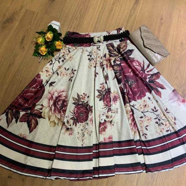 Saia Gode Estampada Bordô GG