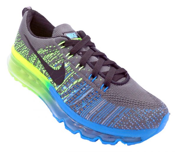 Tênis Nike Flyknit Air Max Grafite, Verde e Azul