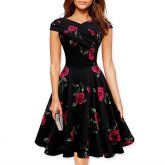 Vestido Casual Retro Vitage Floral Baile Mulheres De Estilo