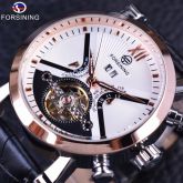 Relógio Masculino Mecânico Pulseira De Couro Forsining Luxo
