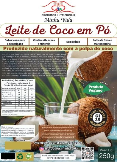 Leite de Coco em Pó com Maltodextrina-250g
