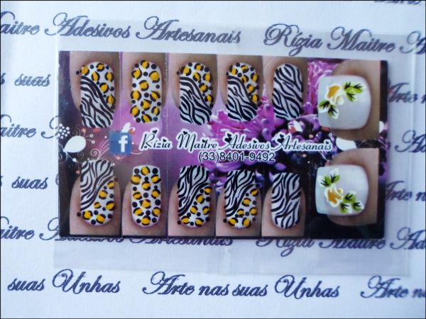 Adesivo para Unha - Onça/Zebra Misto