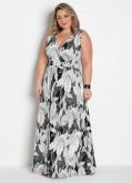 Vestido Longo Estampa Folhagem