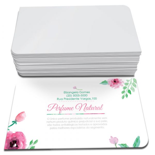 Ref.4542 - 1.000 Cartão de Visita 4x0 - Verniz Total Frente - 2 Cantos Arredondados