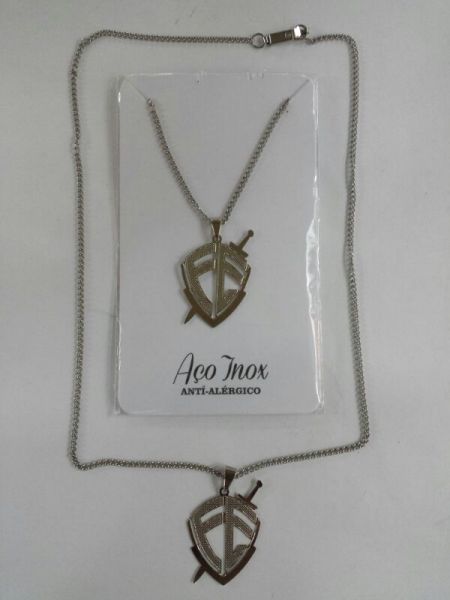 Pingente c/ Corrente Escudo da Fé Aço un.