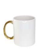 Caneca branca alça dourado 325ml live sub