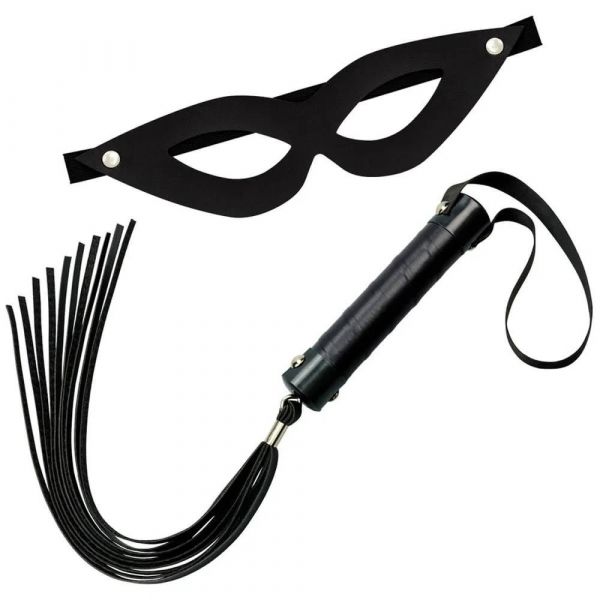 KIT 1 CHICOTE COM 40 CM E MÁSCARA TIAZINHA PRETO LA PIMIENTA