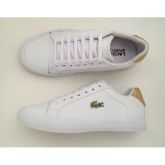 SAPATENIS LACOSTE FEMININO BRANCO C/ DOURADO